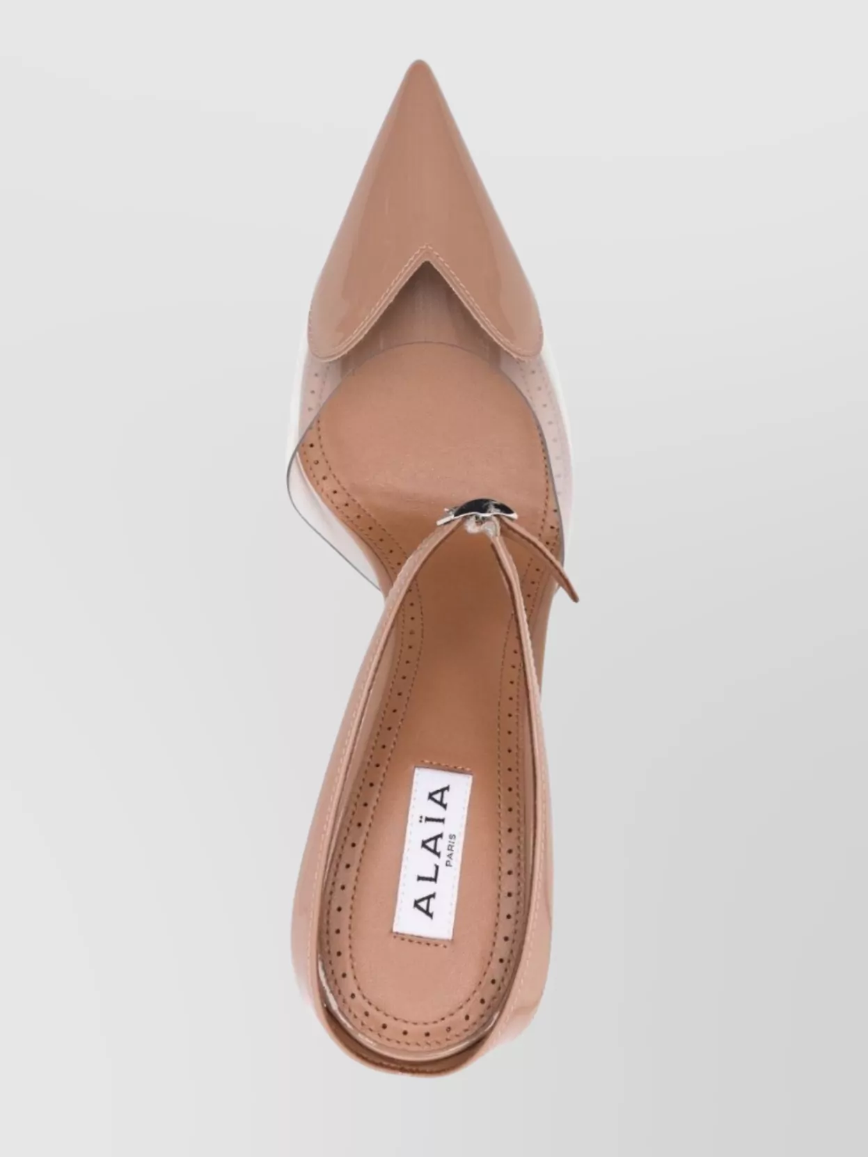 Alaïa Heart Pumps In Patent Calfskin In Grey