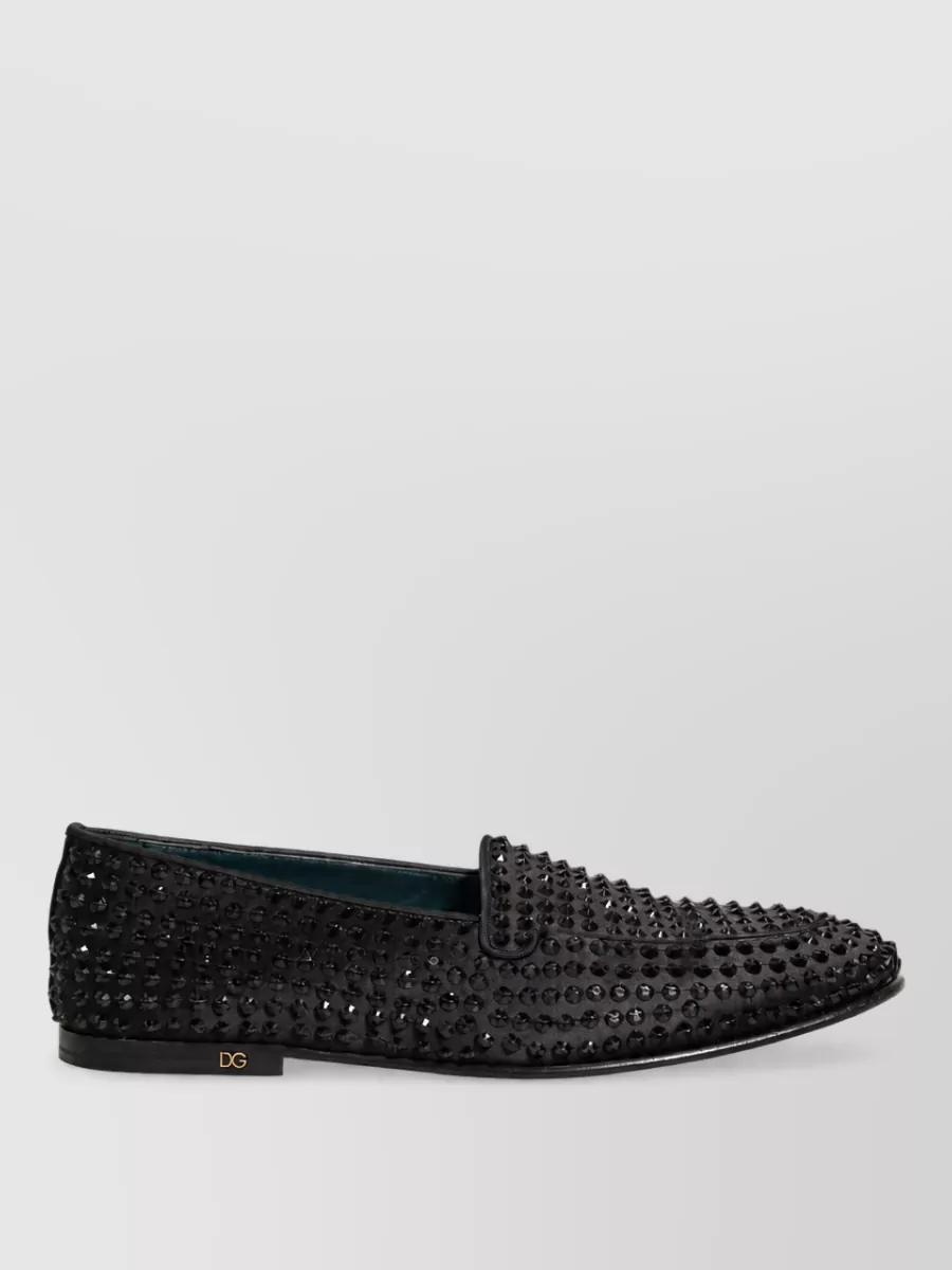 Dolce&Gabbana Leather Crystal Embellished Slippers