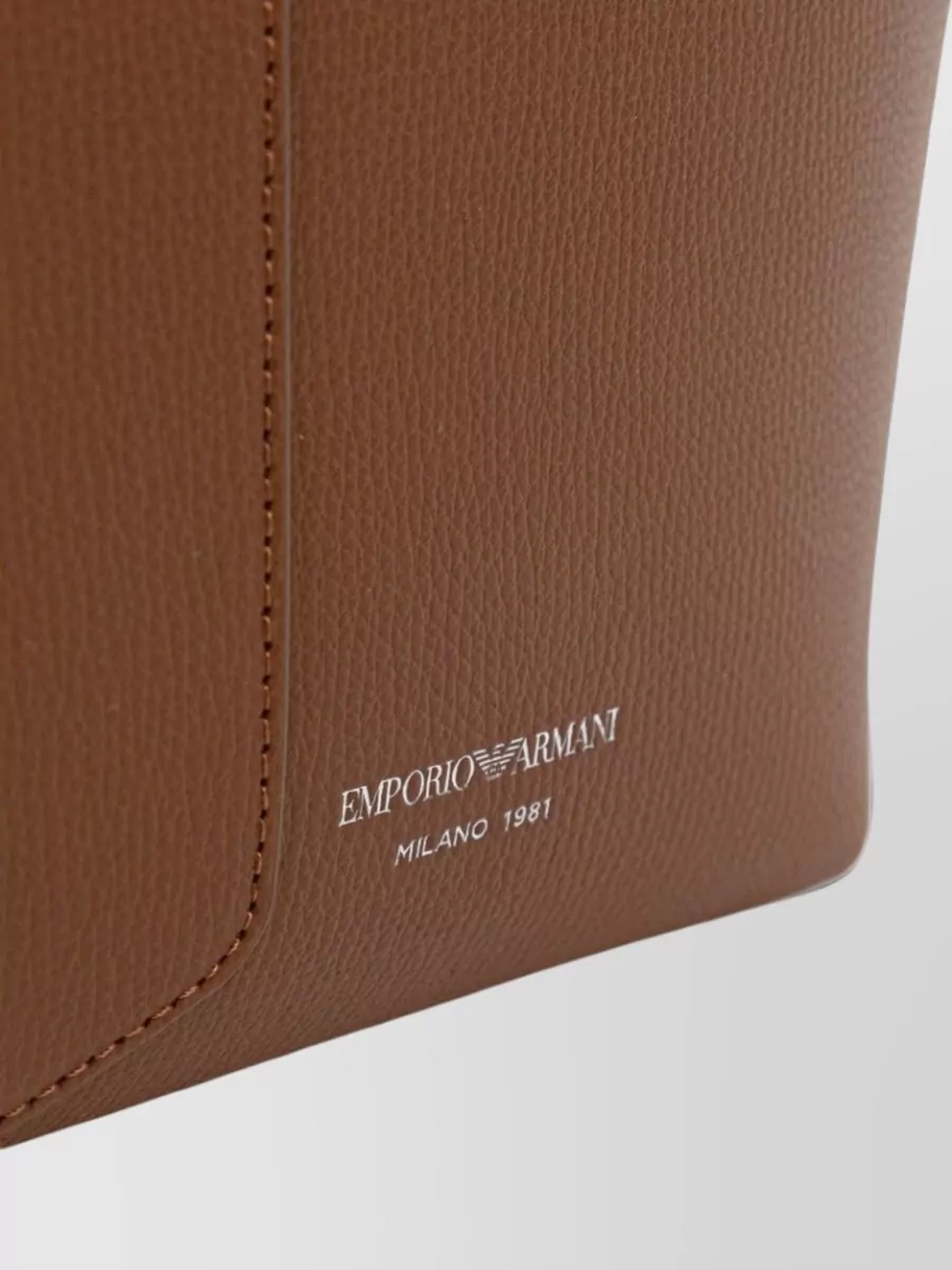 Emporio Armani Leather Logo Print Tote Bag