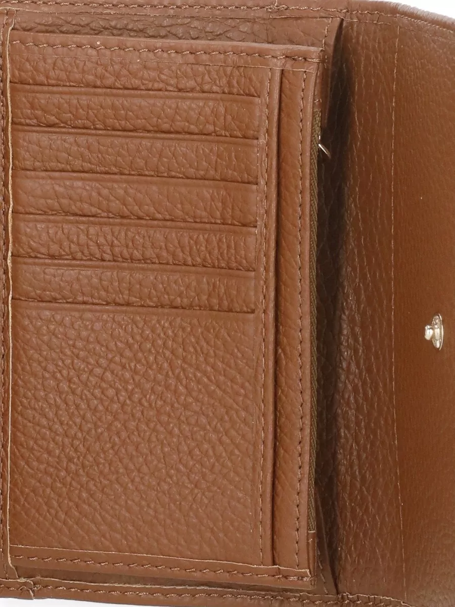 Coccinelle Pebbled Leather Wallet Foldover Flap Design