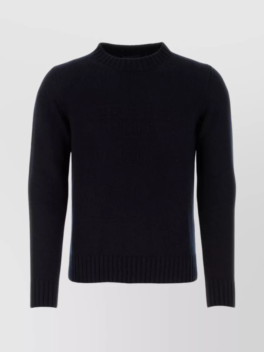 Shop Prada Ribbed Wool Blend Sweater In Blue