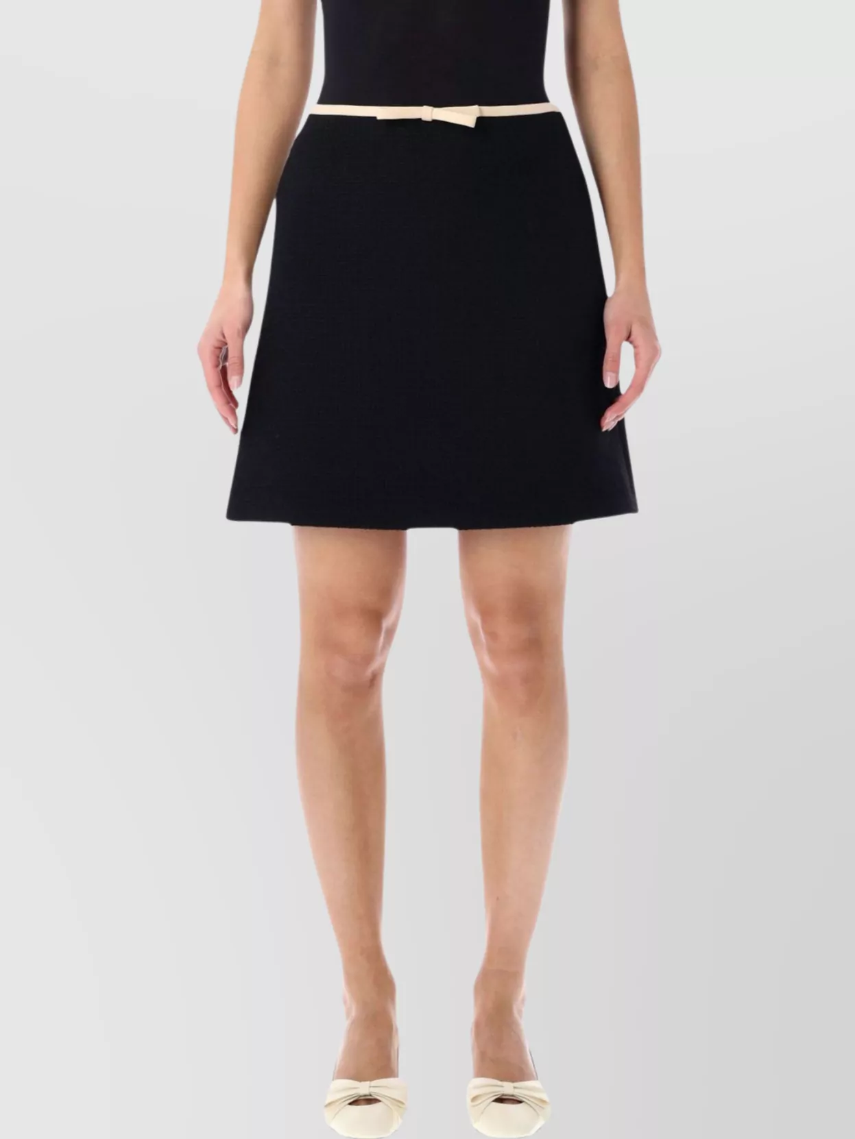 Valentino High-waisted Mini Skirt Bow Detail In Black