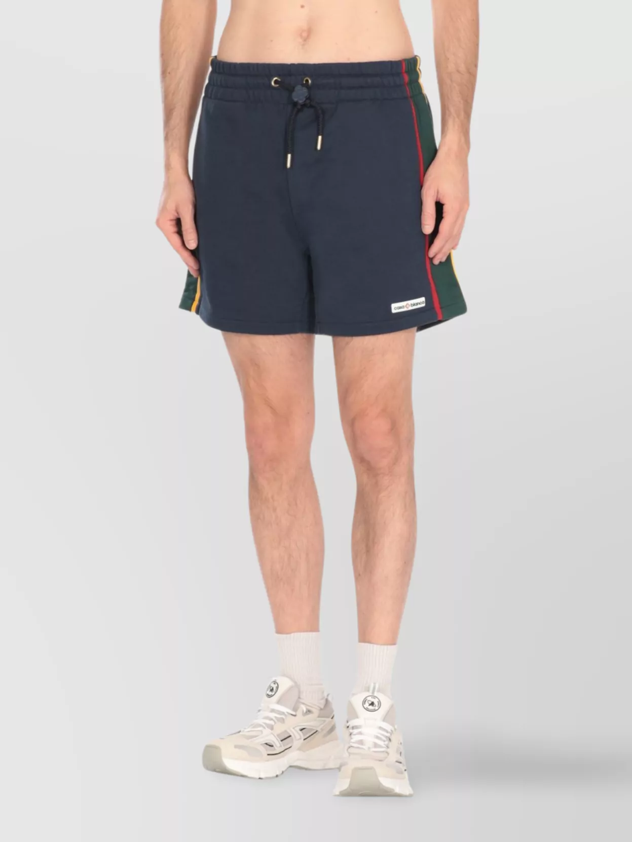Casablanca Cotton Drawstring Waist Shorts With Side Stripes