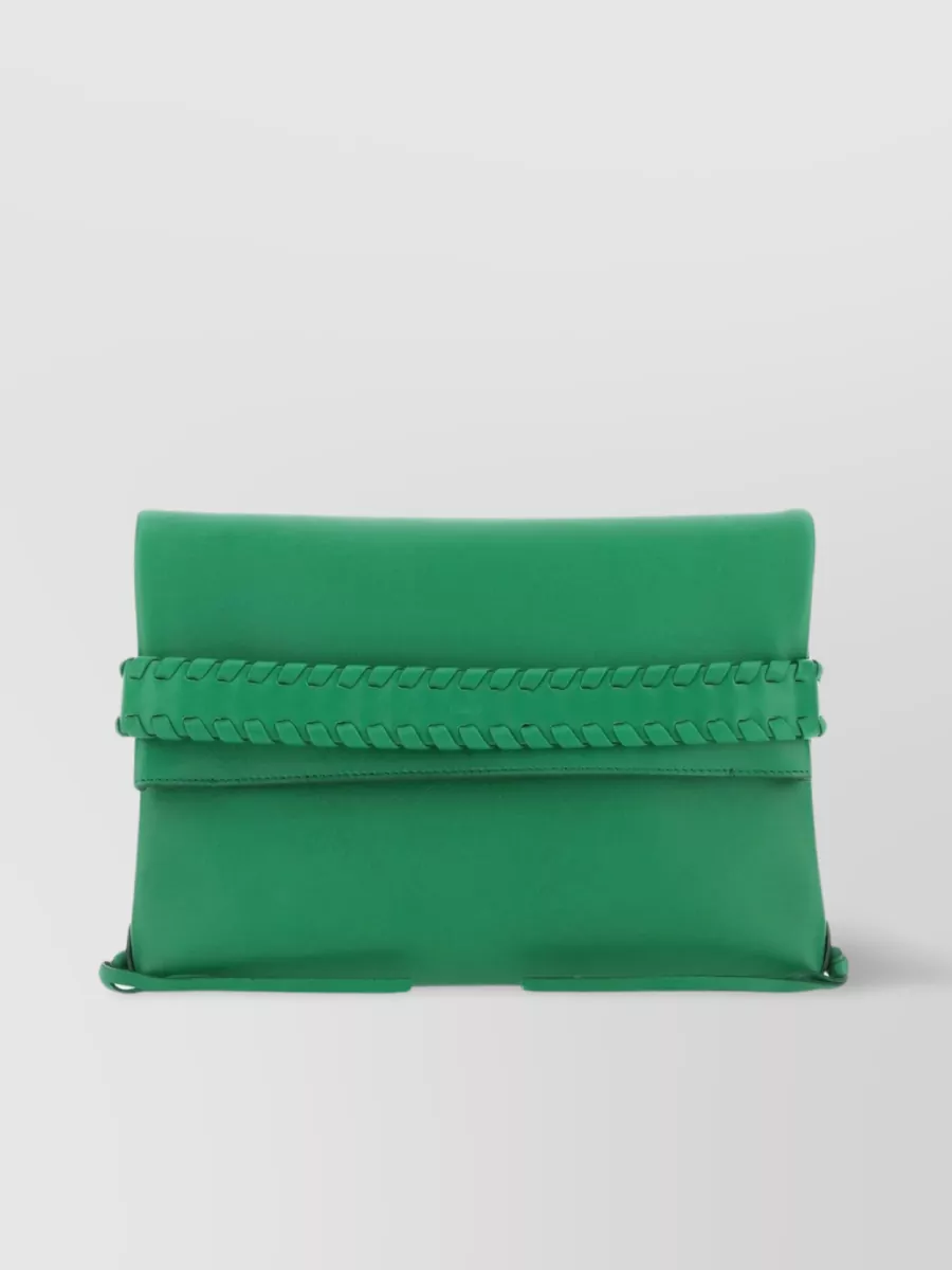 Shop Chloé Chain Strap Leather Mony Clutch In Green