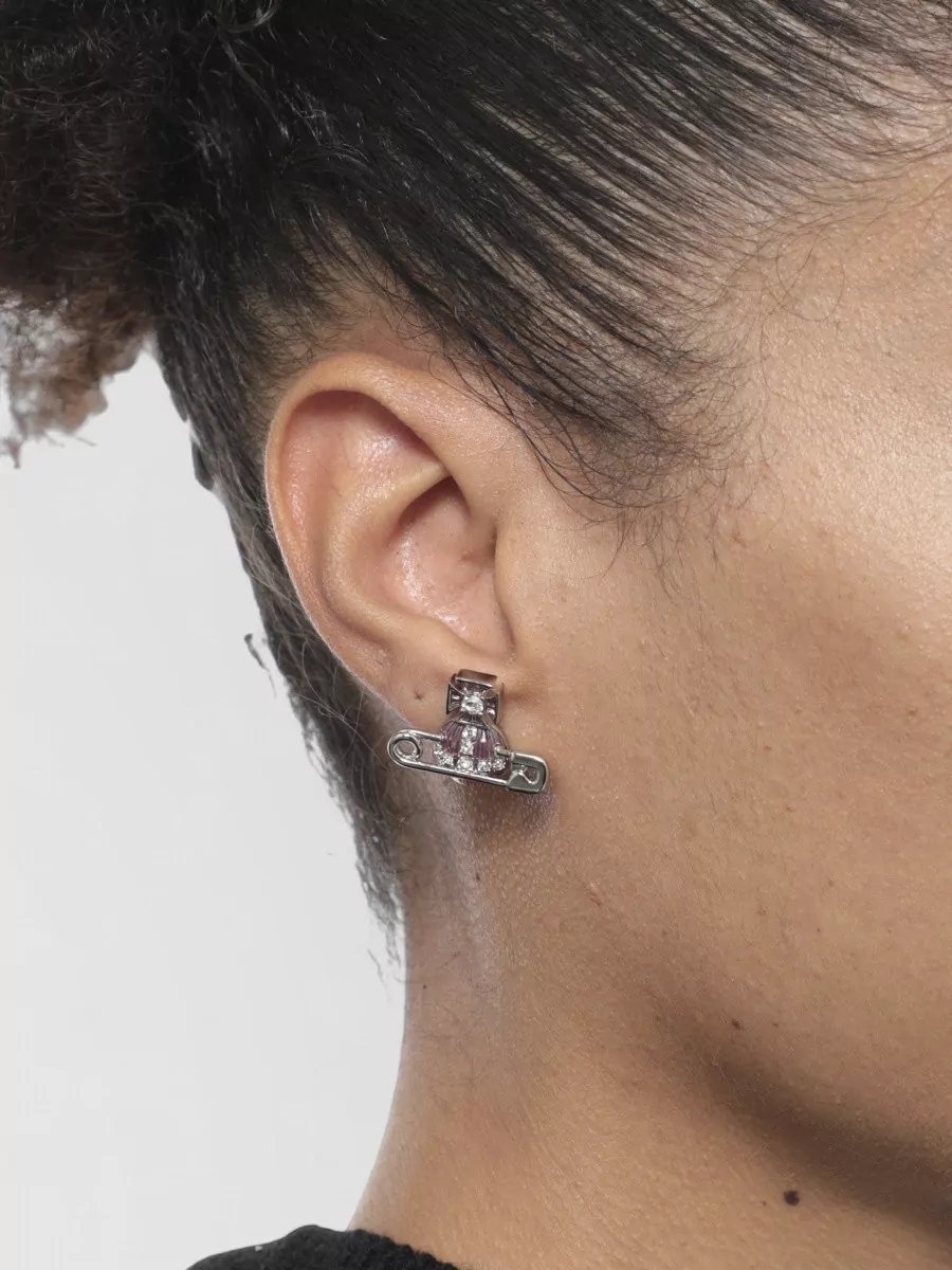 Vivienne Westwood Safety Pin Crystal Detail Drop Earrings
