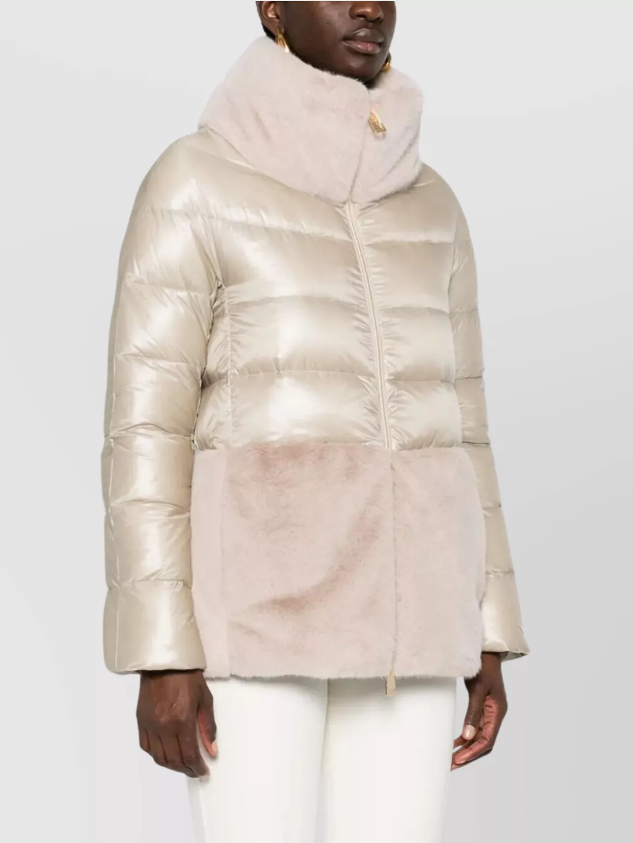 Herno Lightweight Nylon And Fur Cape