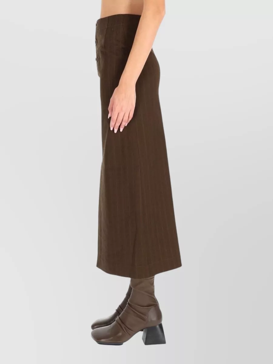Uma Wang High Waist Midi Skirt Front Slit