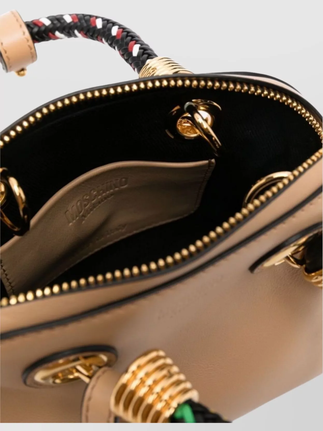 Moschino Beige Shoulder Bag Braided Handles