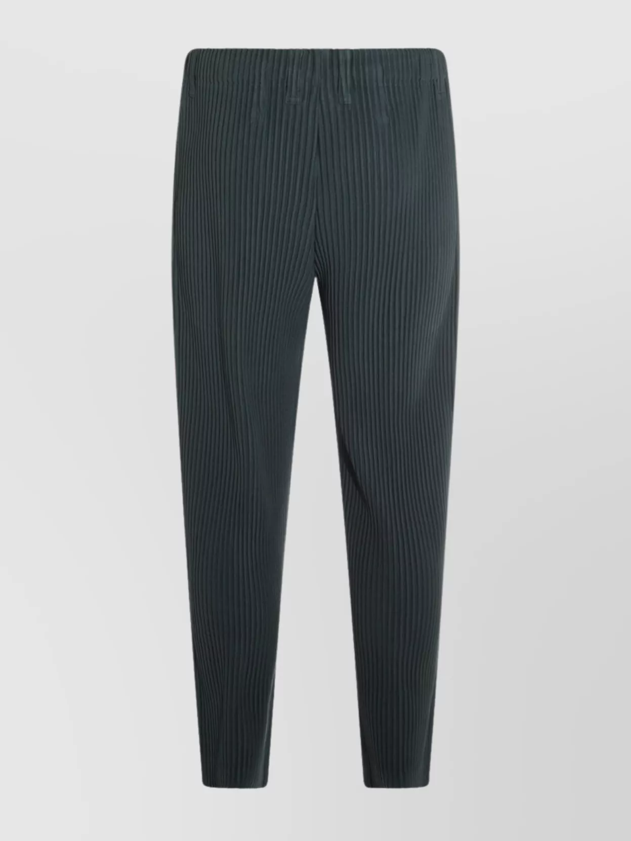 ISSEY MIYAKE ELASTIC WAISTBAND PINSTRIPE TAPERED LEG TROUSERS 