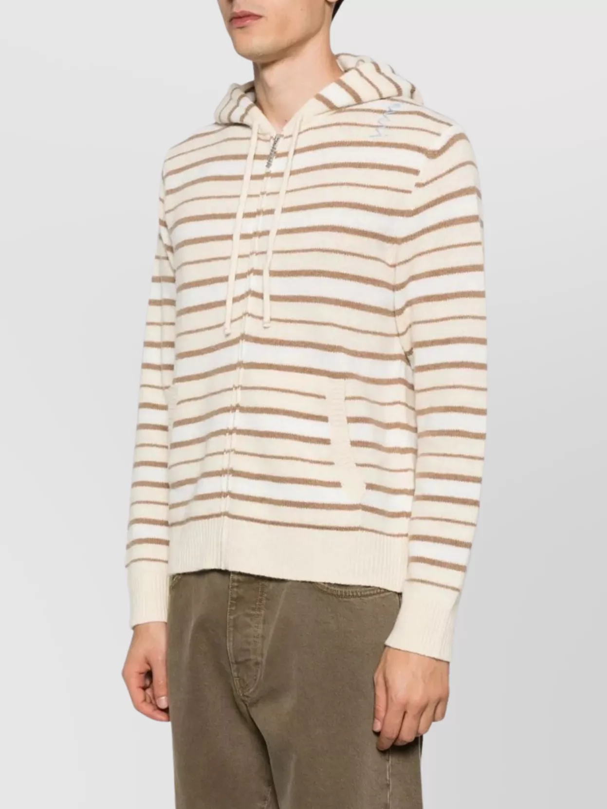Marni Drawstring Hood Striped Kangaroo Pocket Cardigan