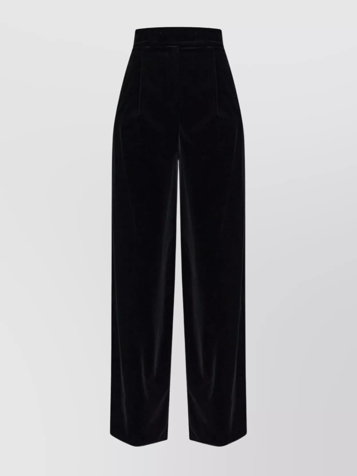 Max Mara High-waisted Wide-leg Velvet Trousers In Black