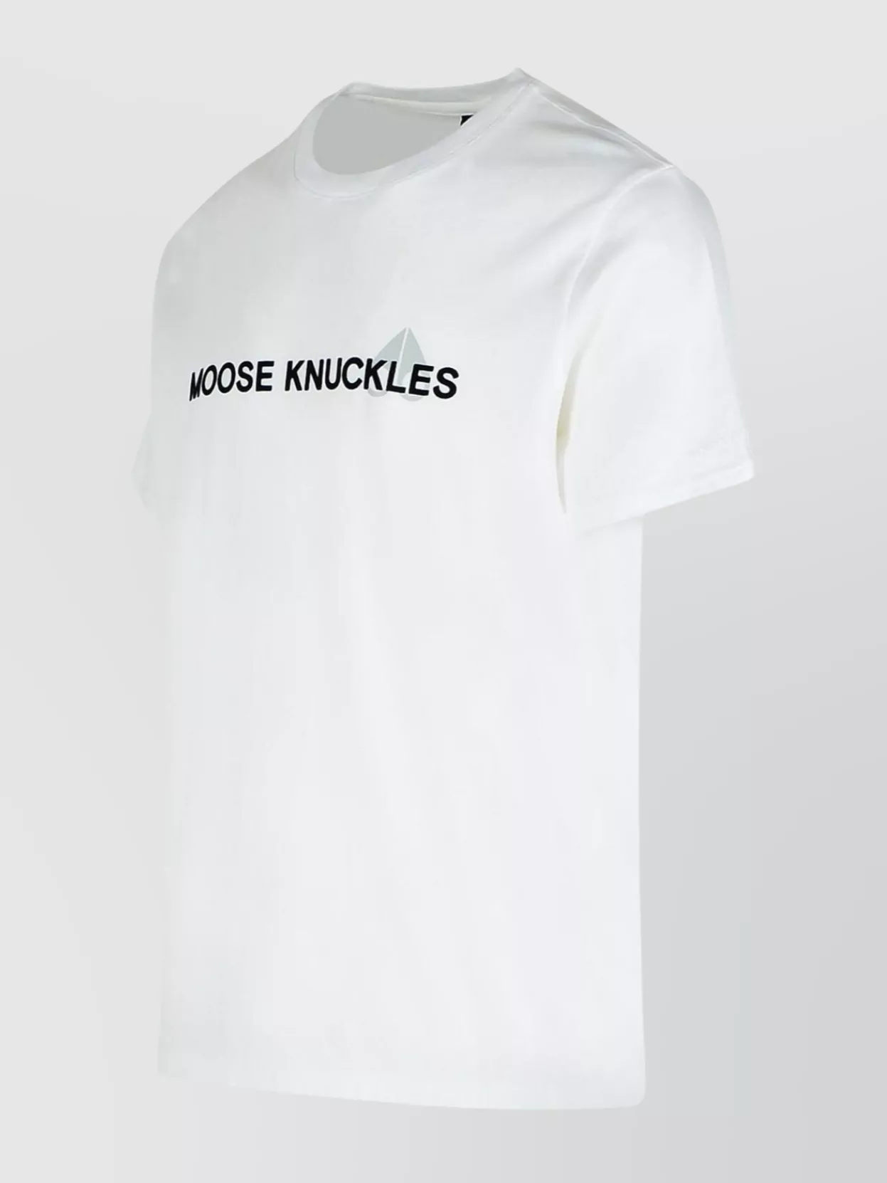 Moose Knuckles 'conway' White Crewneck T-shirt With Logo Lettering Print On The Front