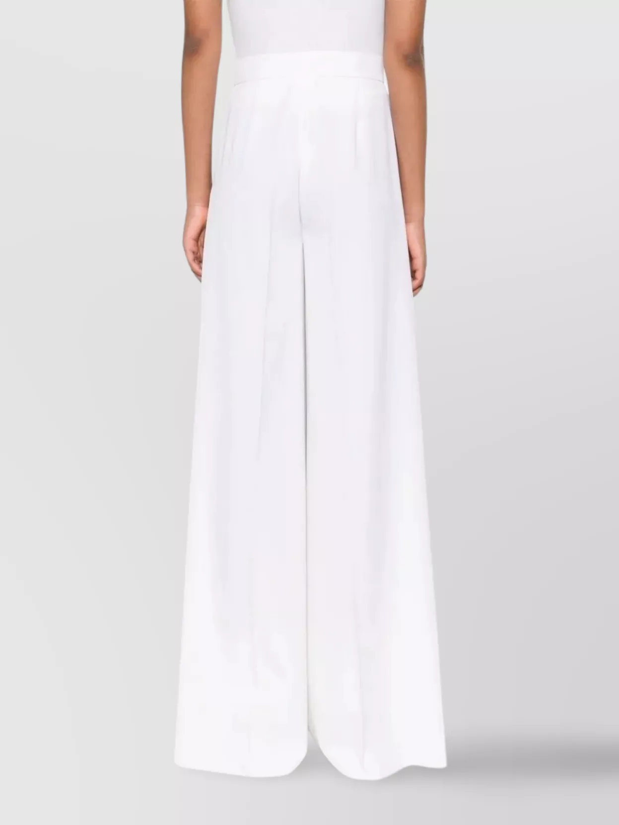 Max Mara High Waist Wide Leg Trousers In White