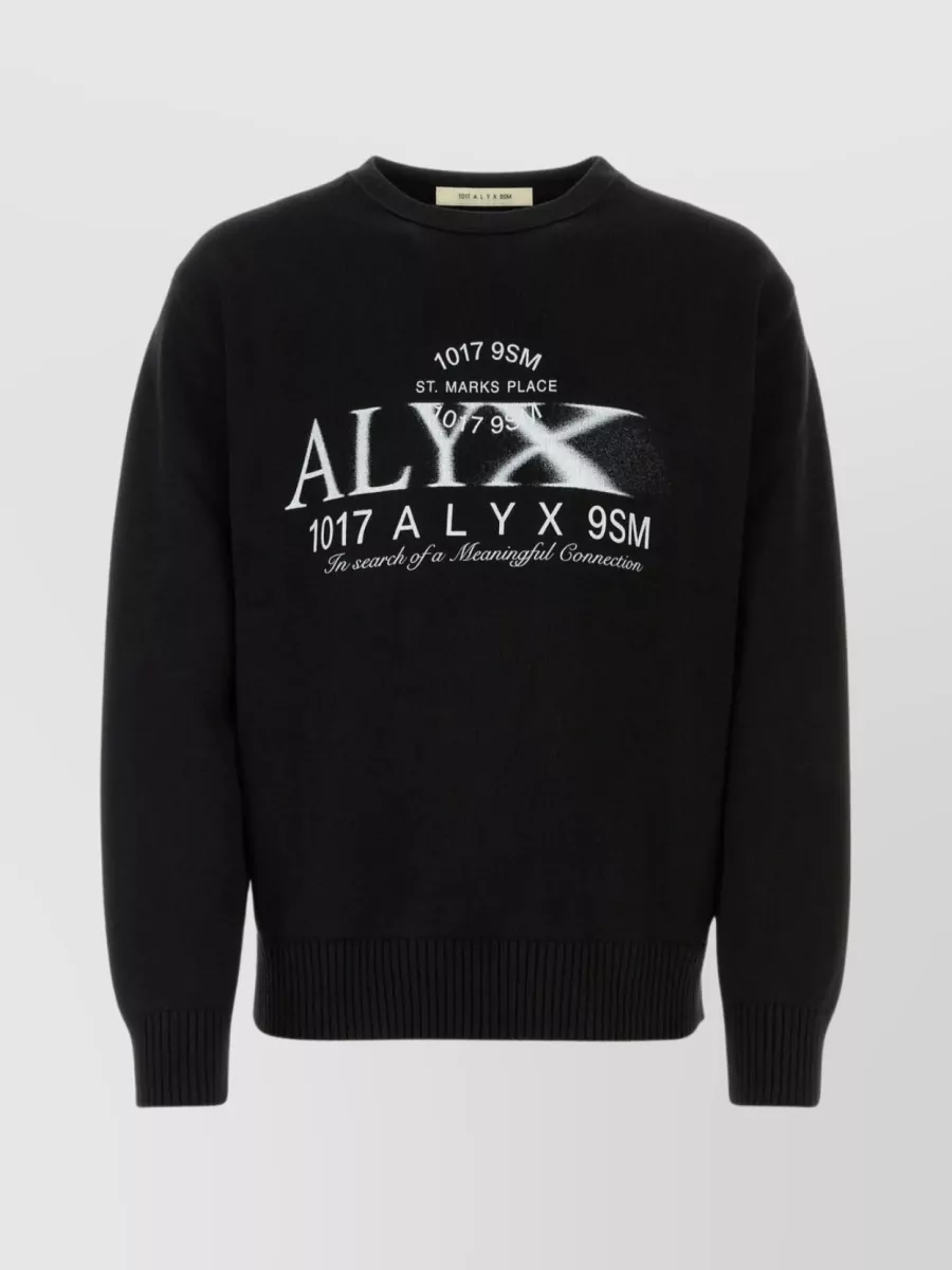 Shop Alyx Textured Cotton Crew-neck Sweater In Black