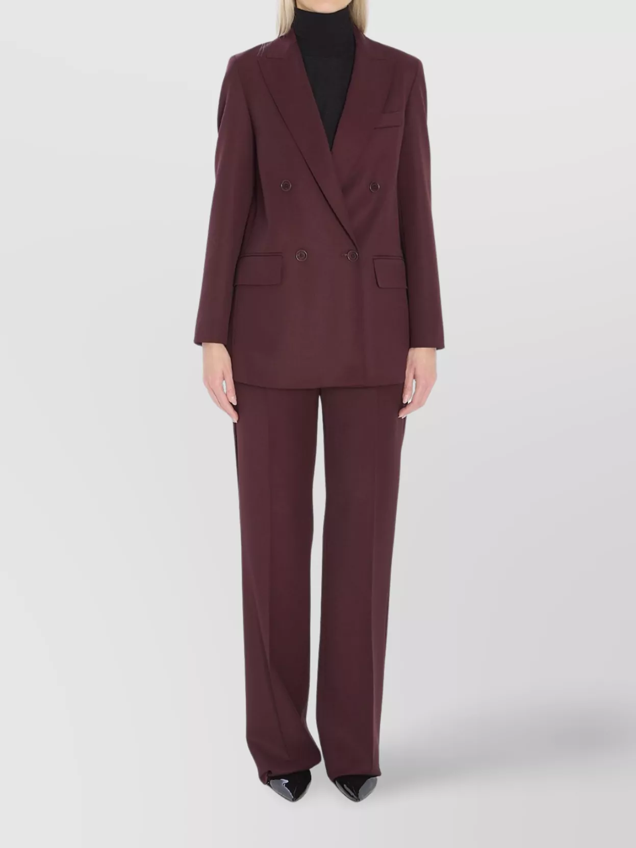 Max Mara Virgin Wool Blazer Peaked Lapels In Burgundy