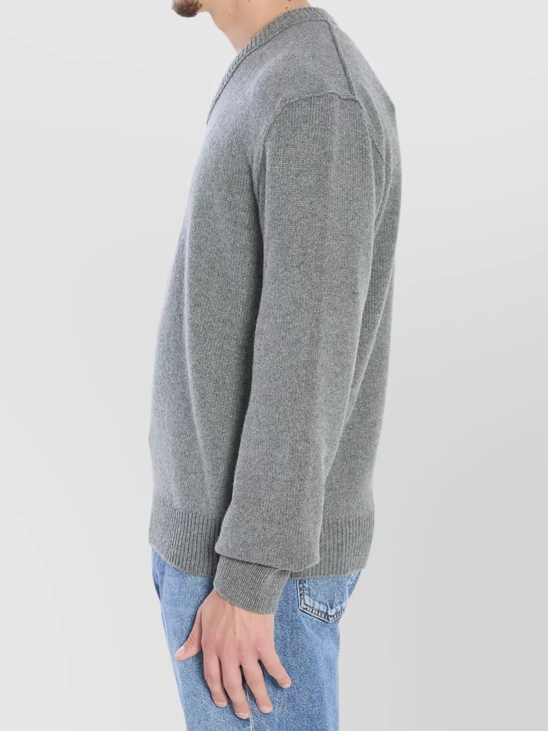 The Row Cashmere V-Neck Sweater Ribbed Trims