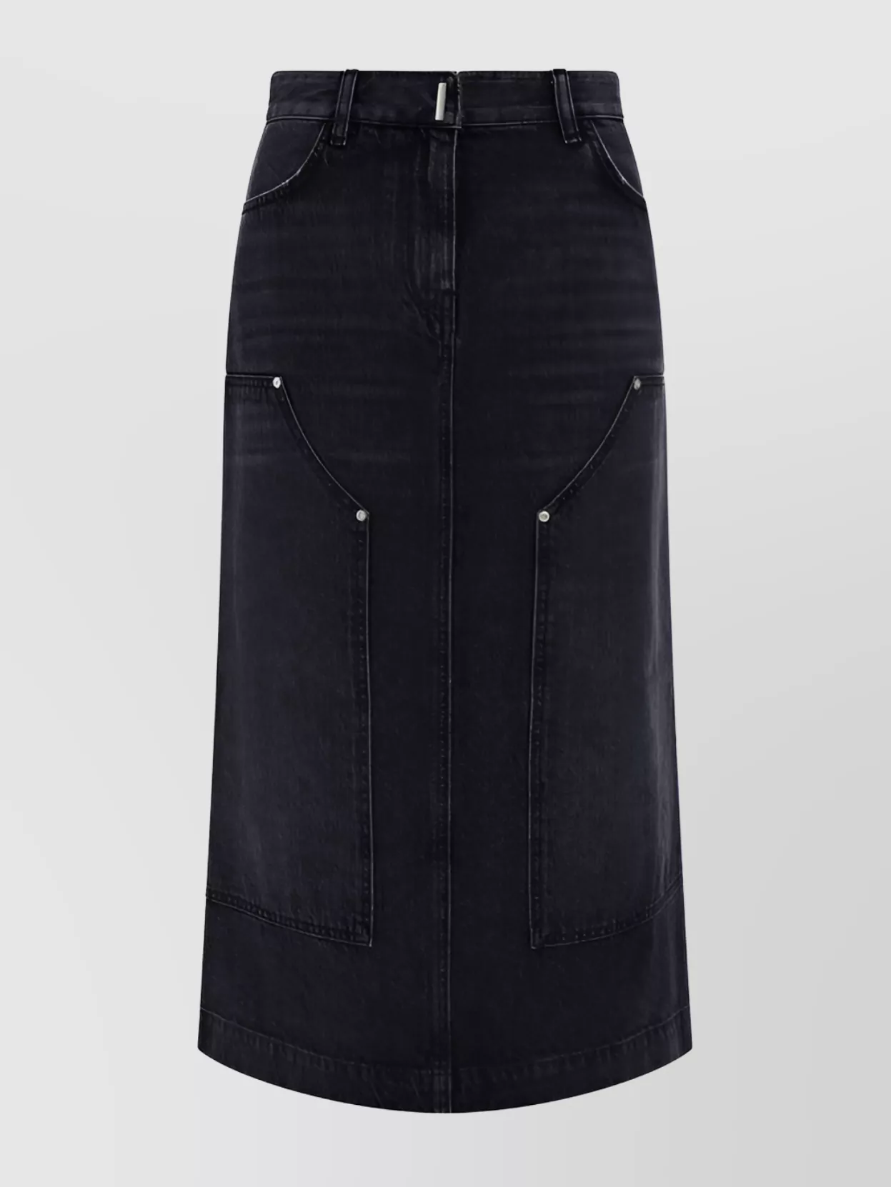 Shop Givenchy Paneled Cotton Denim Midi Skirt