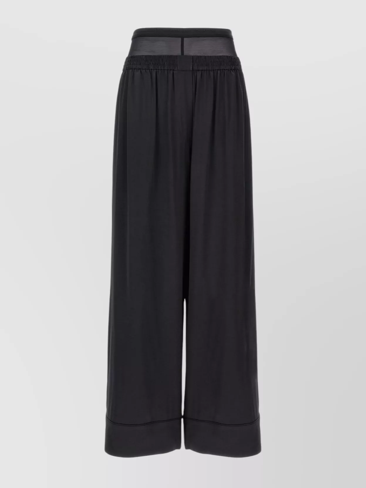Alexander Wang Cropped Wide Leg Trousers With Sheer Panel In Black