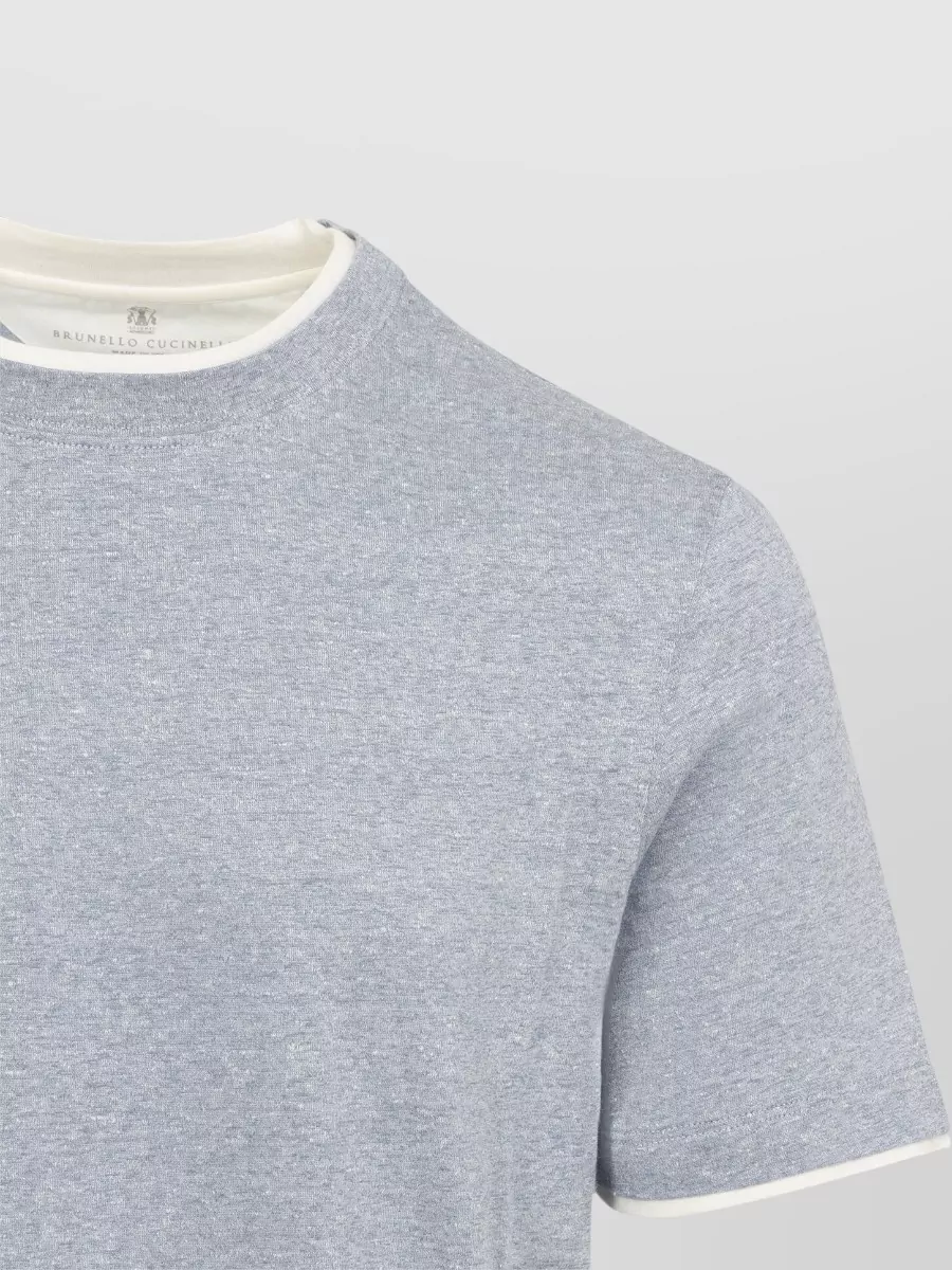 Brunello Cucinelli Short Sleeves Crew Neck Heathered Contrast Trim