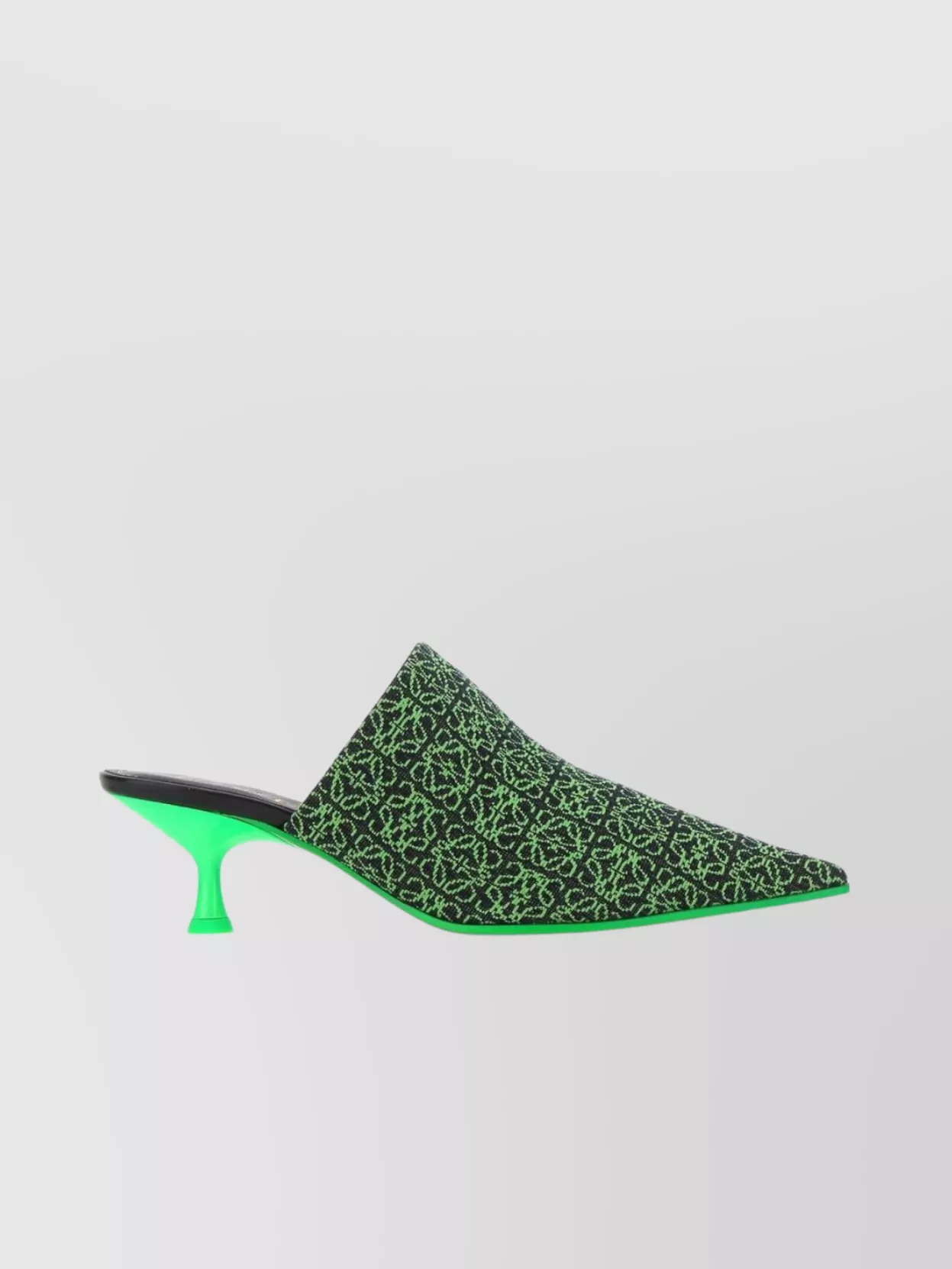 Shop Loewe Embroidered Pointed Mules In Fabric In Green