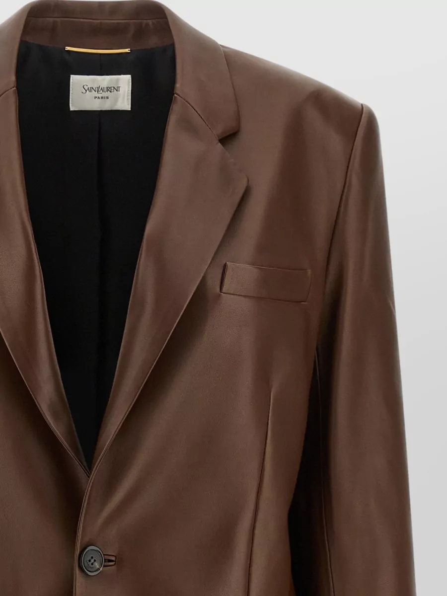 Saint Laurent Leather Single-Breasted Blazer