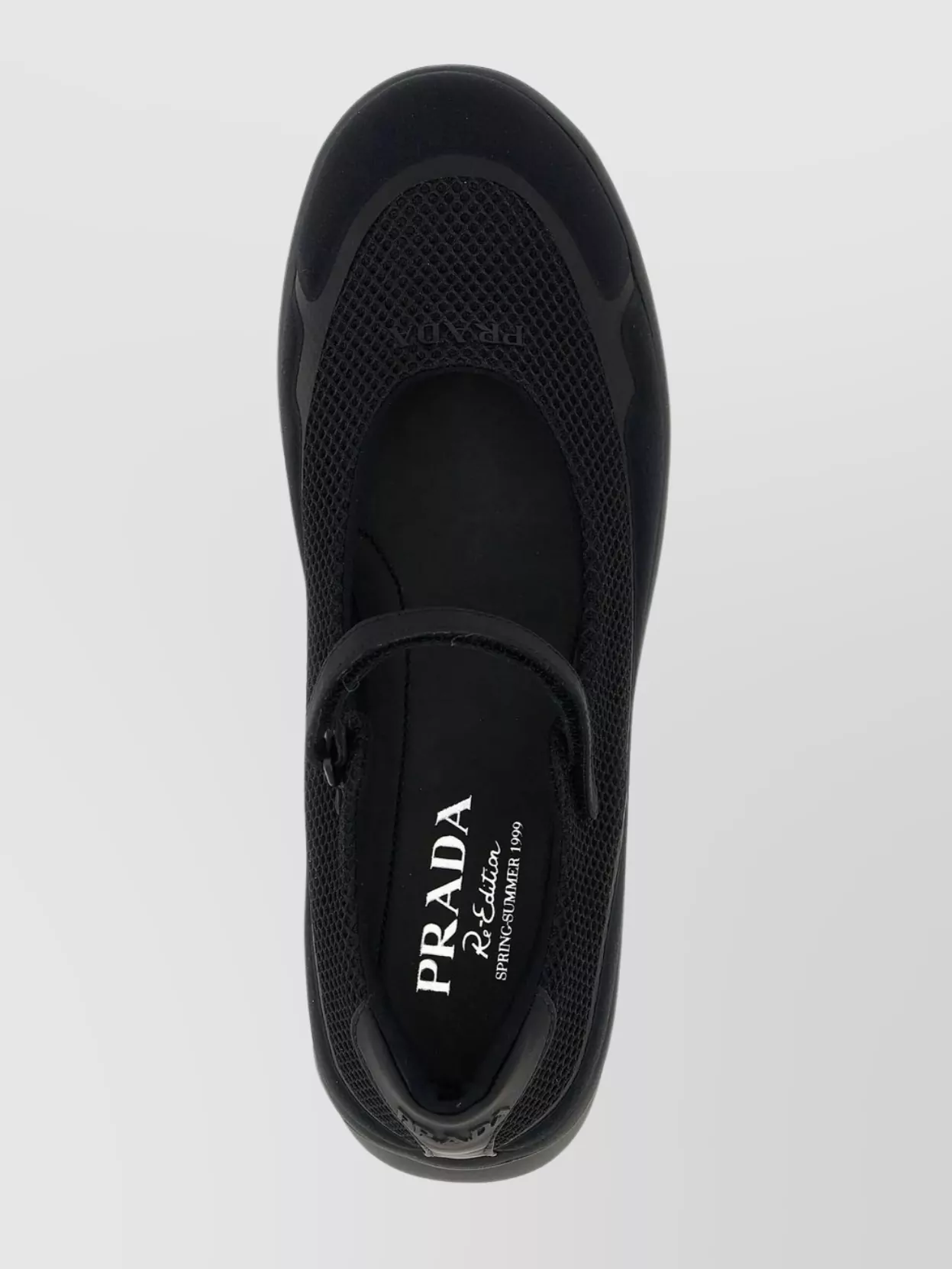 Prada Wavy Mesh Platform Ballerina Shoes In Black