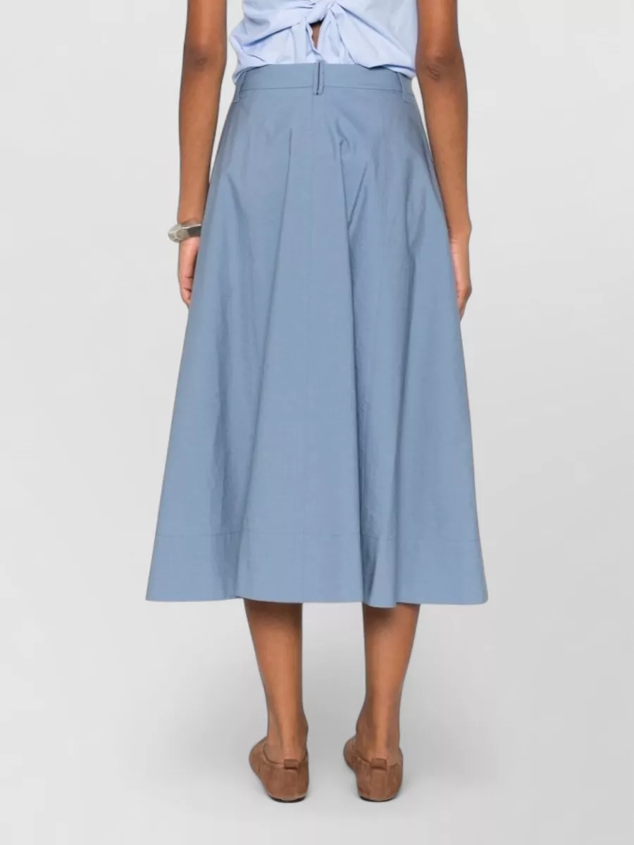 Brunello Cucinelli High Waist Pleated Midi Skirt In Blue