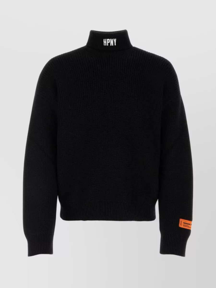 Shop Heron Preston Ribbed Wool Turtleneck Sweater In Black