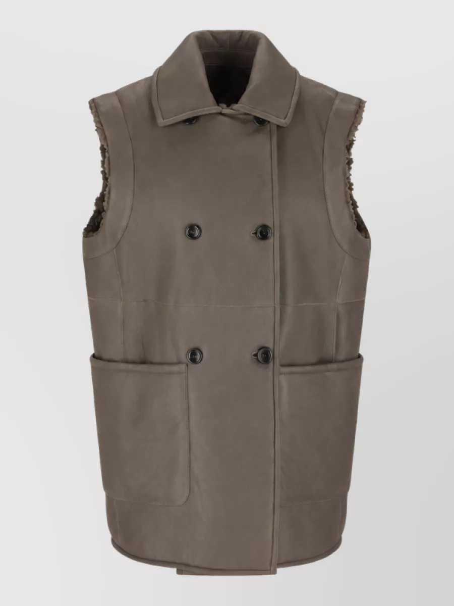 Max Mara shearling double-breasted vest