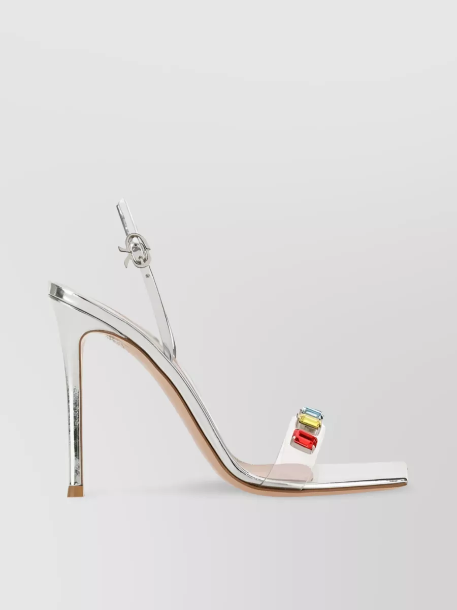 Shop Gianvito Rossi 115mm Crystal-adorned Metallic Sandals In White