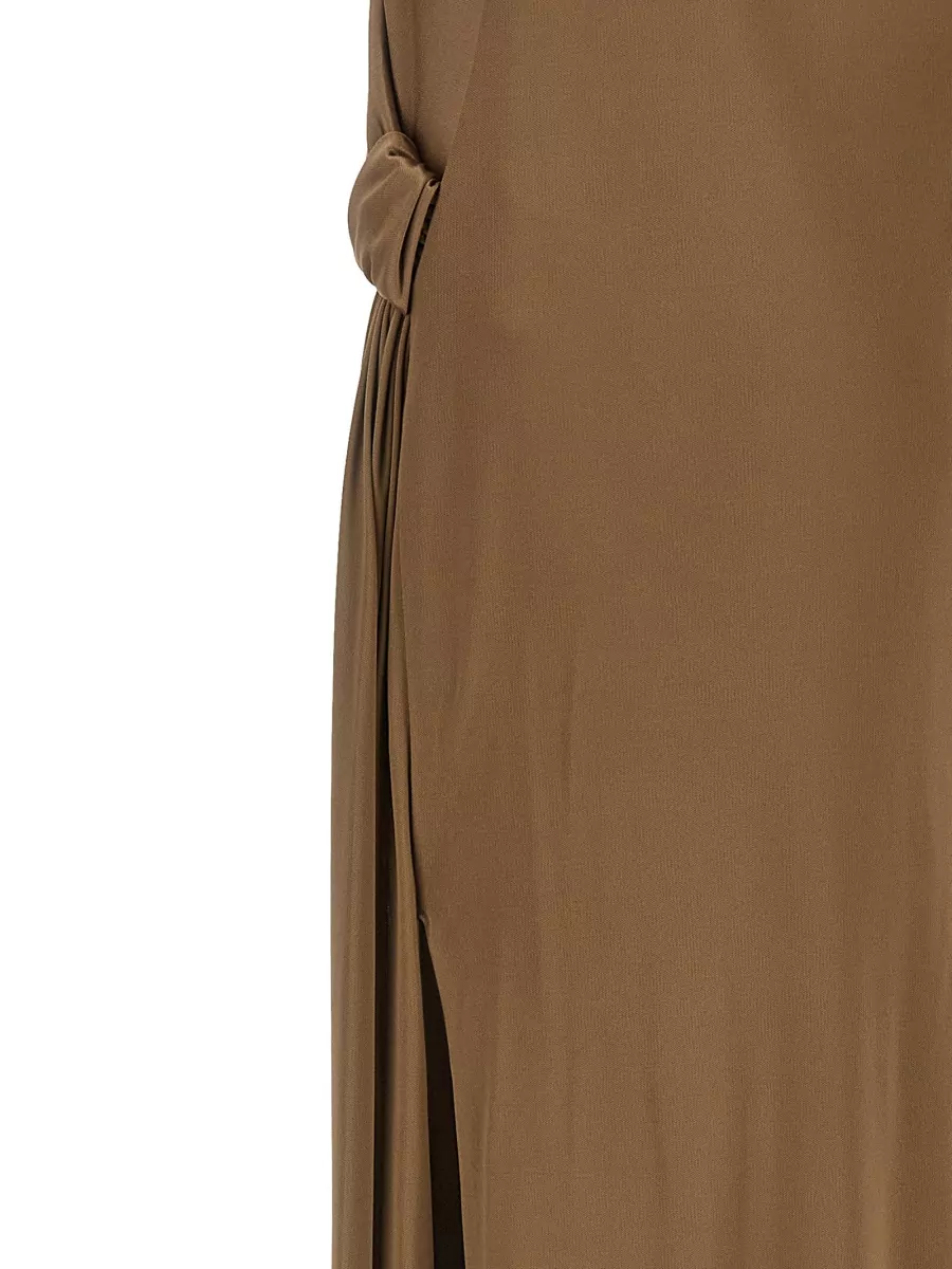 Elisabetta Franchi Maxi Dress Sleeveless V Back Draped Detail