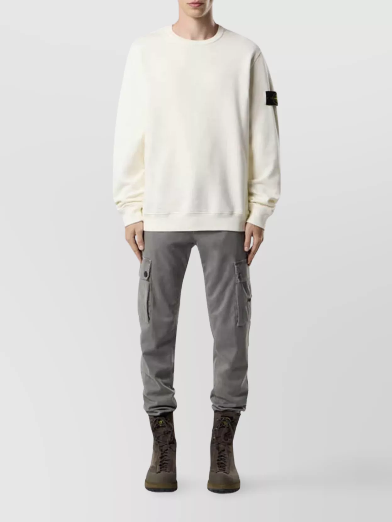 Stone Island Crew Neck Ribbed Sweatshirt