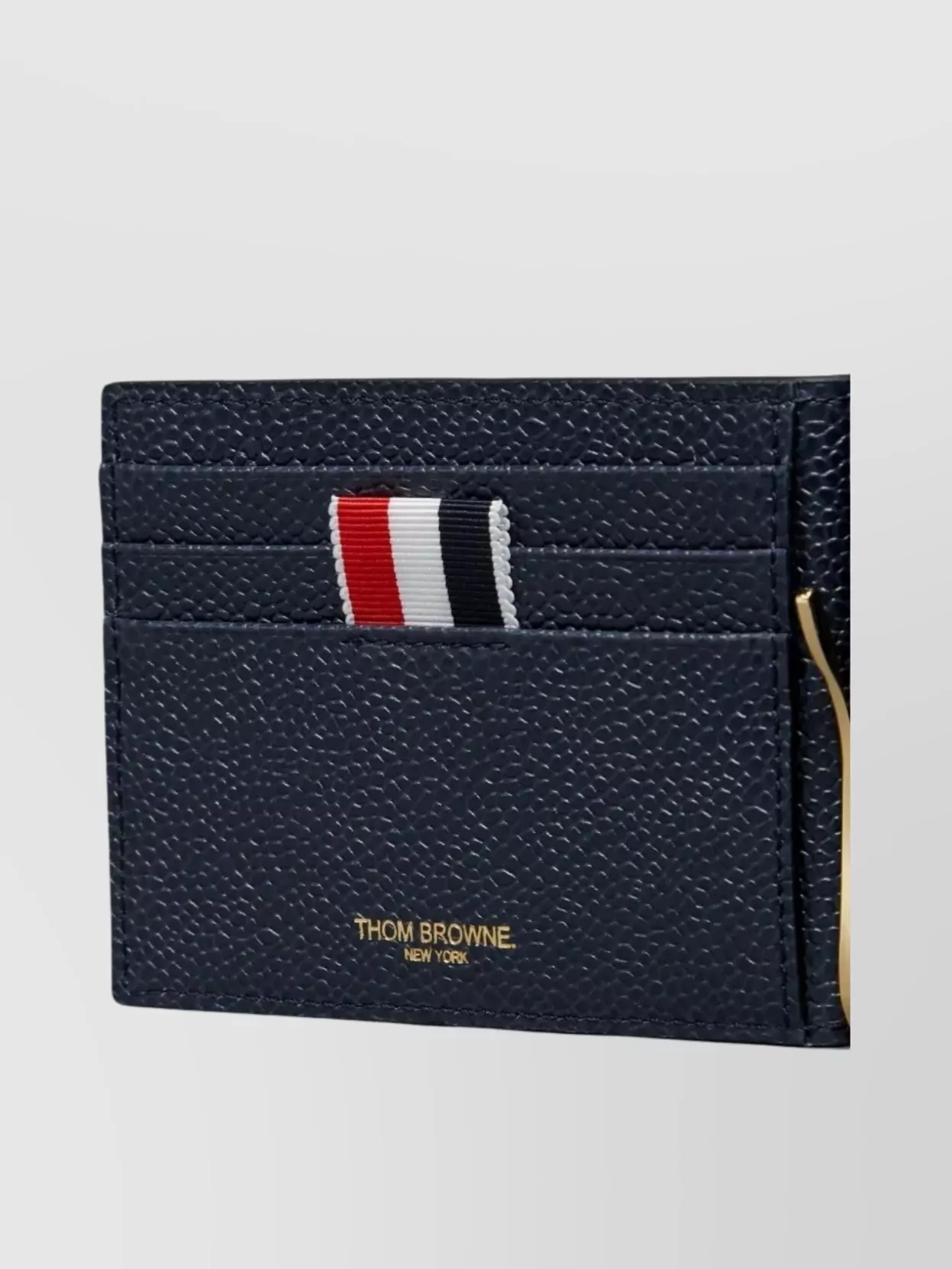 Thom Browne Money Clip Wallet With 4 Bar Stripes In Blue