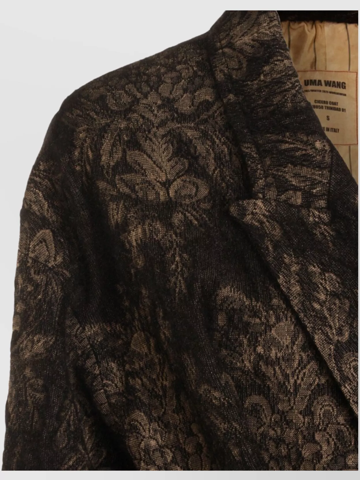 Uma Wang Floral Patterned Textured Coat Belted In Black