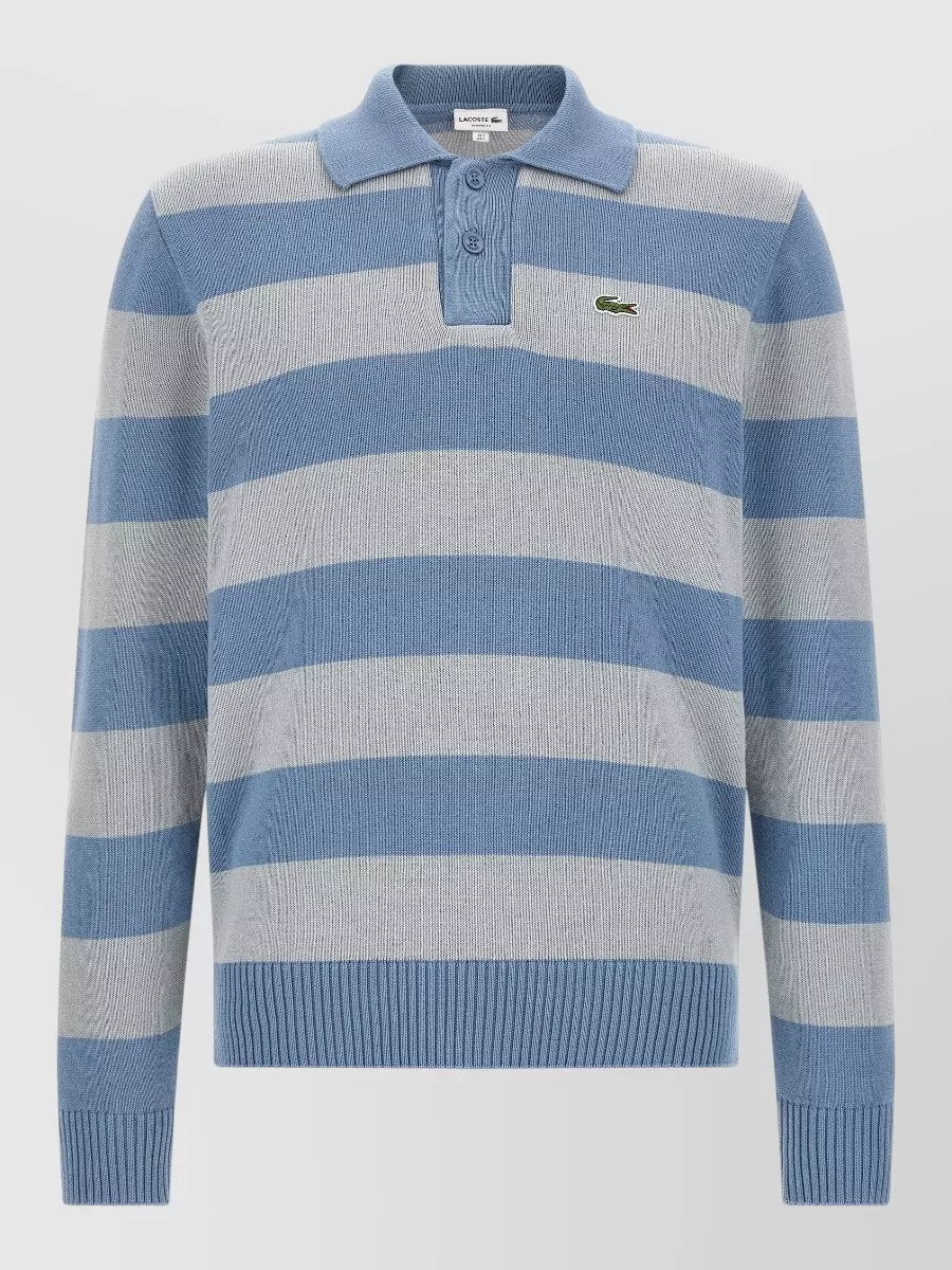 Lacoste striped cotton long-sleeve polo shirt