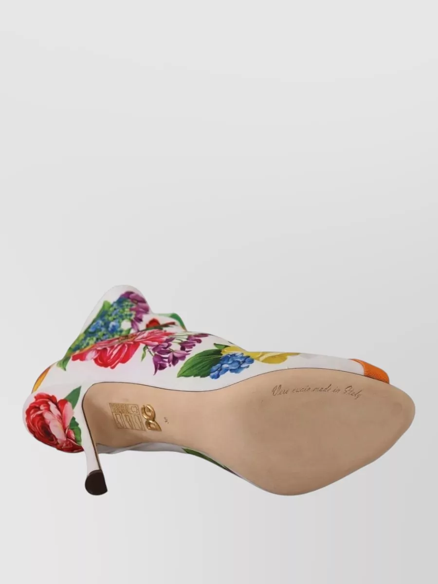 Dolce&Gabbana Floral-Print Open-Toe Ankle Boots