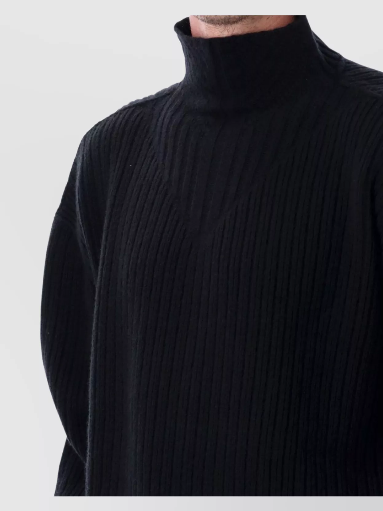 Rick Owens Relaxed Fit Ribbed Turtleneck Sweater In Black