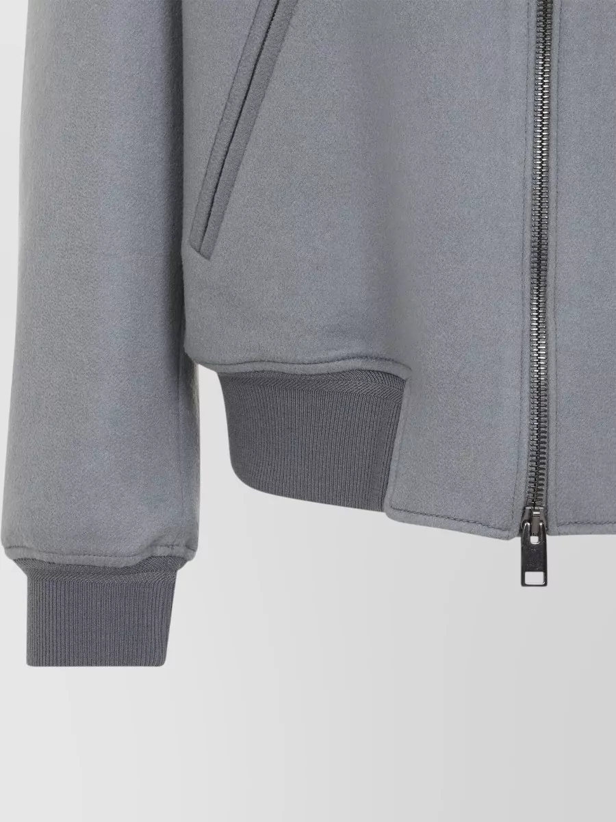 Brioni Cashmere Wool Ribbed Bomber Jacket