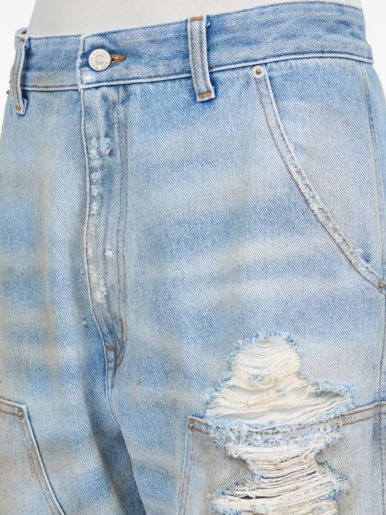 Mm6 Maison Margiela Distressed Denim Trousers With Pockets