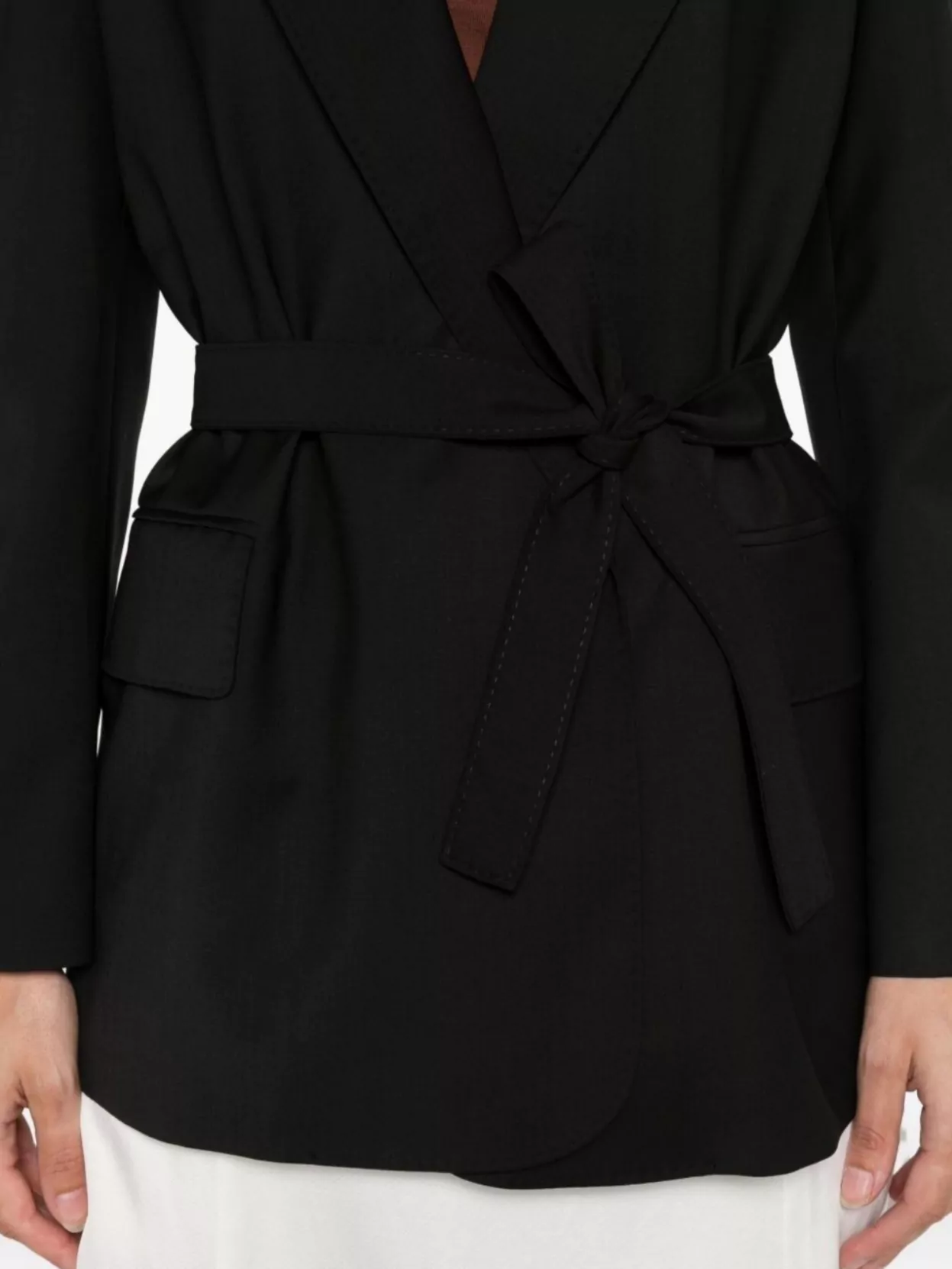 Max Mara Belted Jacket With Flap Pockets And Lapels