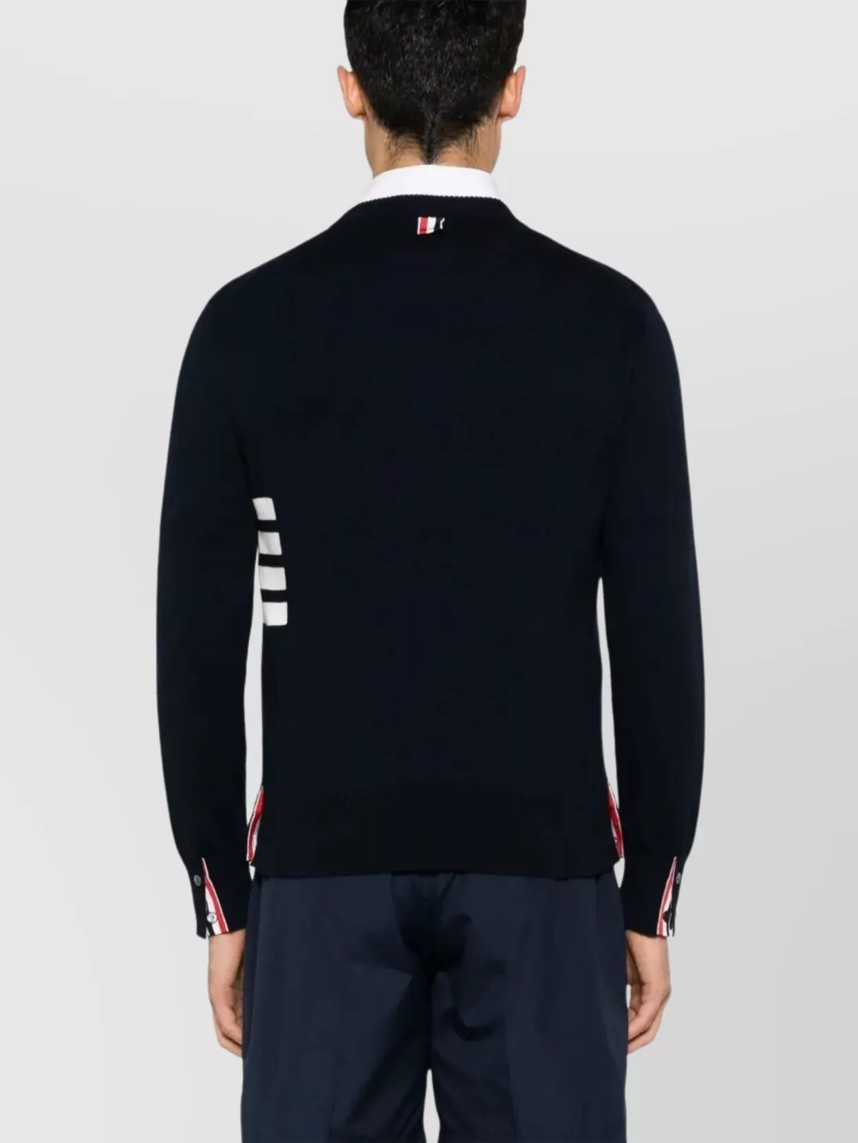 Thom Browne Relaxed Fit Crew Neck Pullover With 4 Bar Stripe