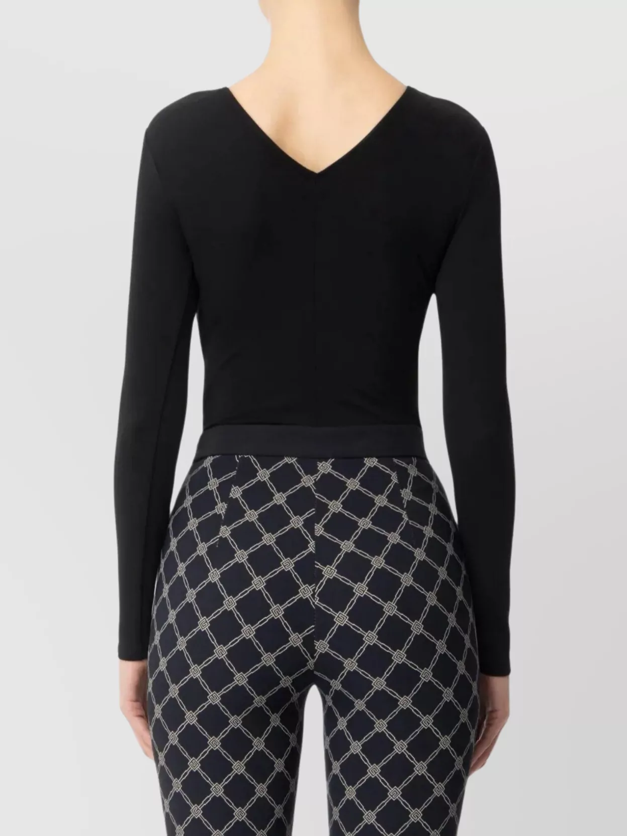 Elisabetta Franchi Lace-up Bodysuit Long Sleeves In Black