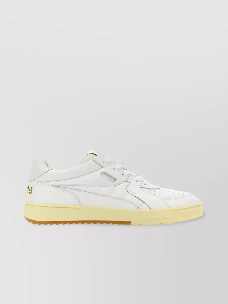 Shop Palm Angels University Leather Panelled Sneakers In Cream