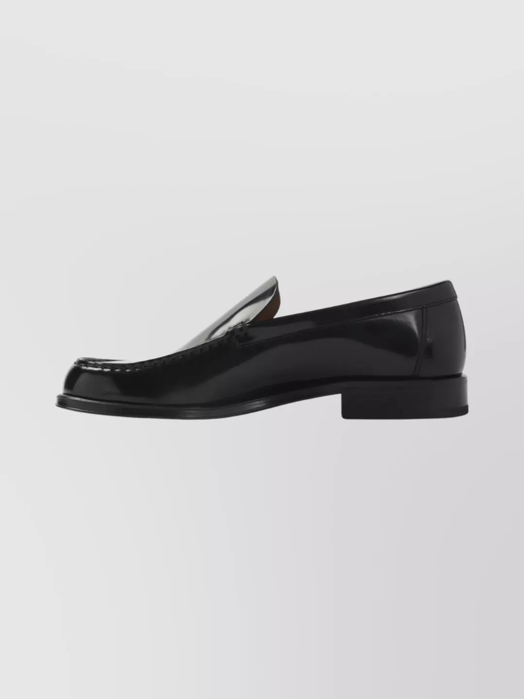 Lemaire Glossy Round Toe Loafers With Stitch Detailing