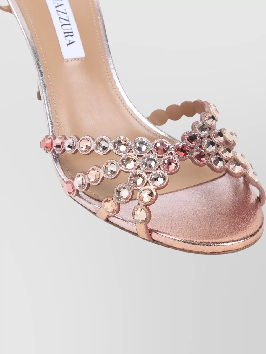 Aquazzura Leather Crystal-Embellished Sandals