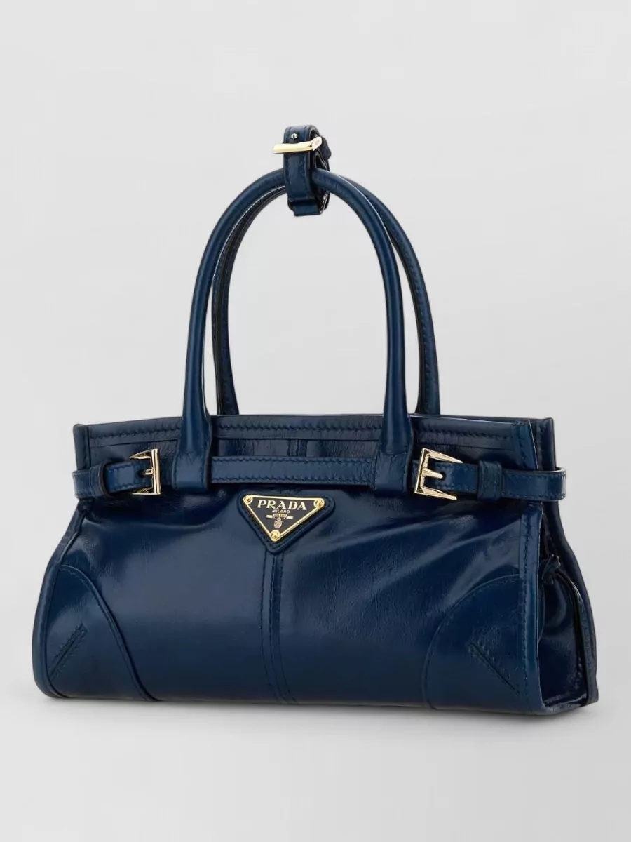 Prada Mini Bonnie Leather Shoulder Bag Buckle Detail