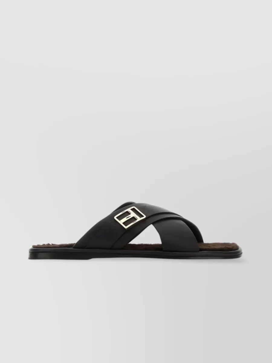 Shop Tom Ford Pebble Leather Cross-strap Slippers In Black