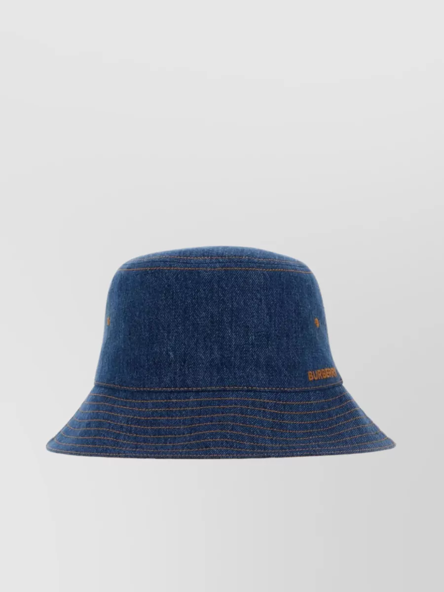 Shop Burberry Denim Stitched Bucket Hat In Blue