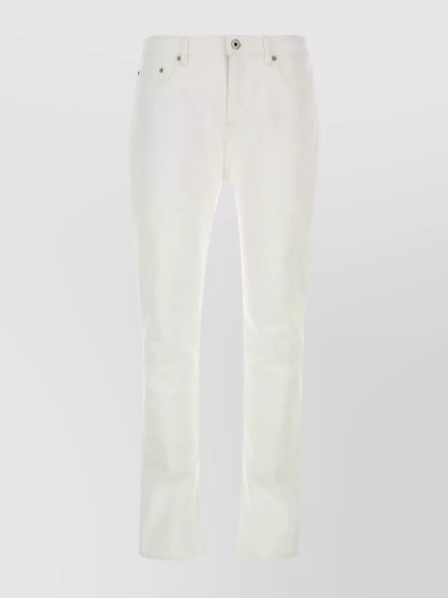 Shop Burberry Streamlined Straight-fit Denim Trousers In Cream