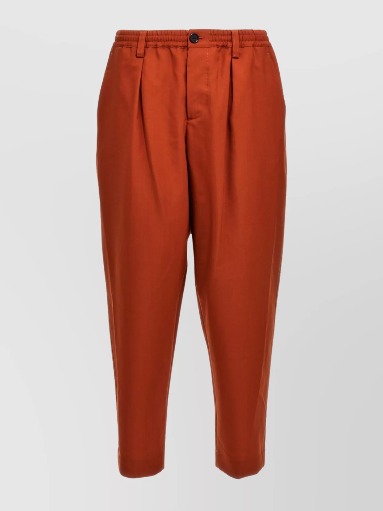 Marni Wool Trousers With Elastic Waistband And Pockets In Orange
